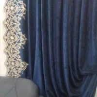 2عدد والان سرمه ای مخمل سالم|پرده، رانر، رومیزی|نهاوند, |دیوار