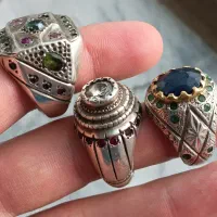 انگشتر نقره کلکسیونی جواهری، شجر،عقیق کهنه دستساز