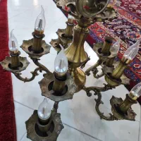 سه جفت لوستر برنجی 5 شاخه در دو طبقه در حدنو سالم|لوستر و چراغ آویز|مشهد, جانباز|دیوار