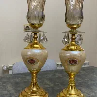 جفت شمعدان دکوری شیشهای طرح لاله