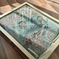 رومیزی رانر ترمه گلدان و بشقاب میناکاری