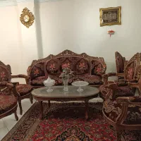 مبلمان استیل ۹ نفره ناهارخوری ۸نفره چوب گردواصل
