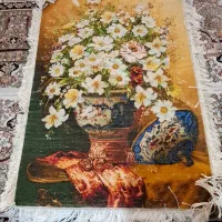 تابلو فرش طرح گلدان گل