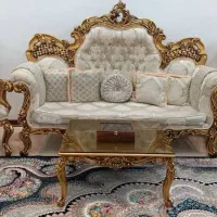 مبل استیل ۹ نفره به همراه جلو مبلی و عسلی و شیشه