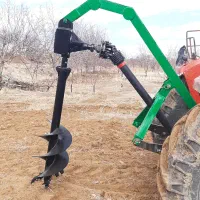 مته چاله زن و جرثقیل پشت تراکتوری