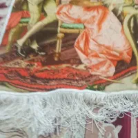 تابلو فرش دستبافت دختر نقاش چله ابریشم طرح برجسته