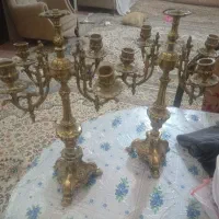 دوتا شمعدان برنجی سنگین قدیمی آنتیک مناسب جهیزیه