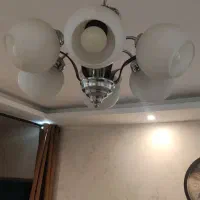 لوستر 6شعله با حباب سفید نو