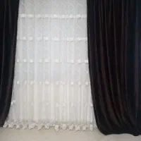 پرده پذیرایی فقط تور راف مخمل نداره جنس تور ترکه