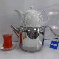 کتری و قوری استیل لوله ای ۲ لیتر کف چدن یونیک