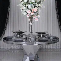 میز استیل سیلور مدل سه بعدی قطر150