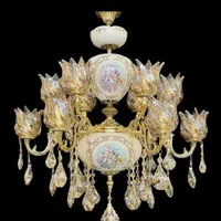 لوستر ۱۲ روشنایی باضمانت برنجی پرکار فاکتورمعتبر