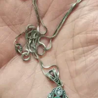 گردنی زنونه نقره ایتالیا زمرد افغان فیروزه پاک|جواهرات|ورامین, ورامین|دیوار