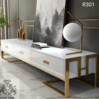 میز تلویزیون سان تک سفید طلایی
