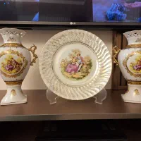 ست 3 تیکه گلدان و بشقاب قدیمی