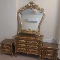 فروش تخت و آینه دراور و پاتختی طرح کویین در حد نو|تخت و سرویس خواب|اصفهان, طامه|دیوار