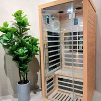 کابین سونا خشک آماده ۱ نفره نما شیشهای دوش جکوزی