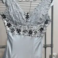 پیراهن ساتن نقره ای-فیلی رنگ