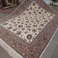 فرش دستباف ۹ متری تک افشان گل ابریشم ۴۰ رج