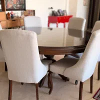 میز ناهار خوری چوبی گرد ۸ نفره