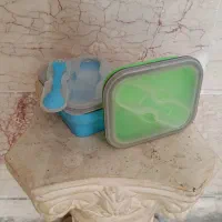ظرف سیلیکونی غذا - تاشو با قاشق چنگال