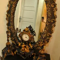 آینه شمعدان چوبی ساعت دار