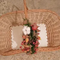 سبد حصیر بافت چوبی تزئین شده|صنایع دستی و سایر لوازم تزئینی|قم, امامزاده ابراهیم|دیوار