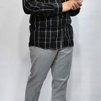 پیراهن چهارخانه خانه مشکی طوسی نخی