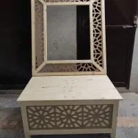 صندوقچه و آیینه چوبی خام