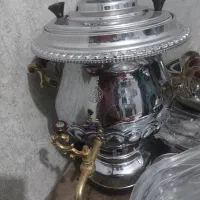 سماور قدیمی جنس کاملابرنج|سماور، چایساز، قهوهساز|قم, دروازه چوبی|دیوار