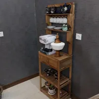کافی‌بار لوکس چوب روس + شلف سه‌طبقه،قابل تفکیک|بوفه، ویترین، کنسول|آمل, |دیوار