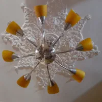 فروش فوری لوستر آب طلا رنگ ثابت و چراغ های لوکس|لوستر و چراغ آویز|پیربازار, |دیوار