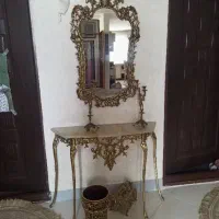 آینه شمعدان برنز و ساعت