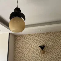 ست لوستر و دیوار کوب حبابی چوبی