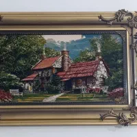 تابلو فرش قهوه ای طلایی