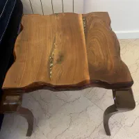 میز مربع جلومبلی چوب ودو عدد میز عسلی