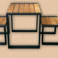 میز و نیمکت چوبی فلزی آسپادیزان کافی شاپی