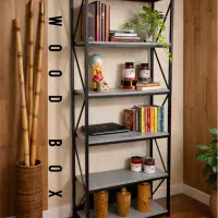 کتابخانه قفسه چوب و فلز