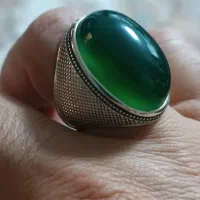 انگشتر عقیق سبز الماسی