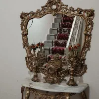 کنسول برنز آینه و شمعدان قدیمی اصل آتشی