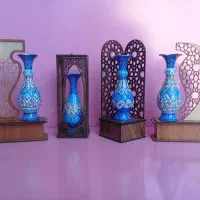 تندیس گلدون میناکاری ، فیروزه کاری ، الماس تراش