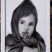 طراحی نقاشی چهره سیاه قلم  هدیه|تابلو، نقاشی، عکس|قم, آذر (نکویی)|دیوار
