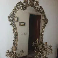 آیینه شمعدان برنز اصل|بوفه، ویترین، کنسول|اصفهان, برازنده|دیوار