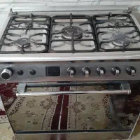 اجاق گاز صفحه استیل طرح فر در حد نو