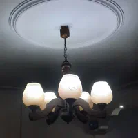 لوستر چوبی ۵ شعله تمیز و بدون ایراد برند DARKAR|لوستر و چراغ آویز|تهران, نیروی دریایی|دیوار