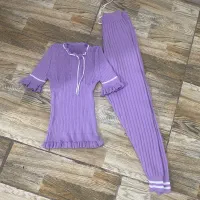 تیشرت شلوار بافت یاسی