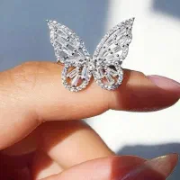 انگشتر جواهر تمام نقره مدل پروانه توپر|بدلیجات|تبریز, |دیوار