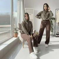 ست هودی شلوار پلنگی