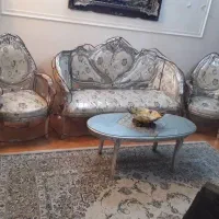 مبل سلطنتی کامل نقره ای باروکش باناهاخوری 9نفره|مبلمان خانگی و میز عسلی|اندیشه, اندیشه فاز ۴|دیوار