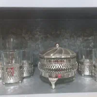 چای خوری وشربت خوری پایه نقره ای